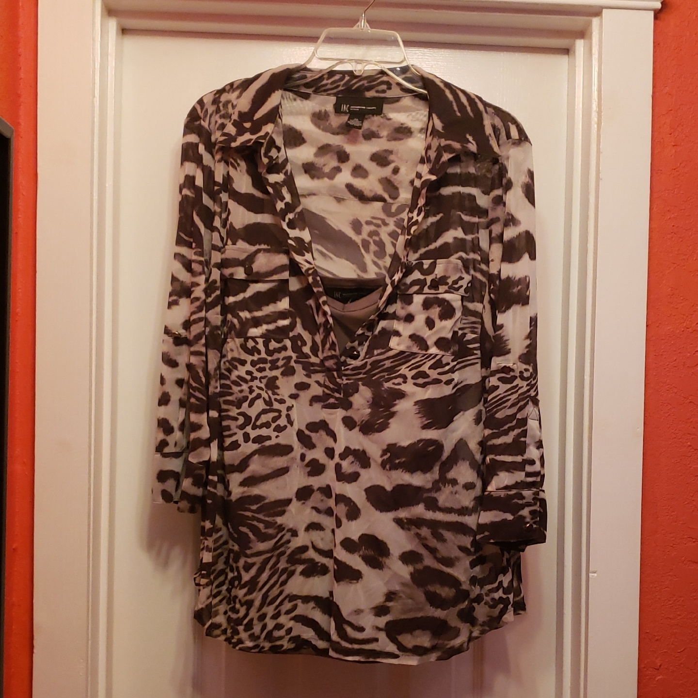 Inc Army Green And Cream Animal Print With Matching Cami